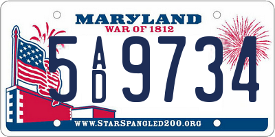 MD license plate 5AD9734