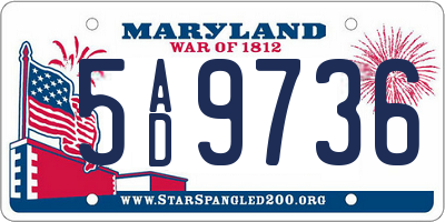 MD license plate 5AD9736