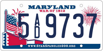 MD license plate 5AD9737