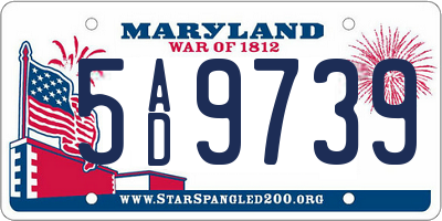 MD license plate 5AD9739