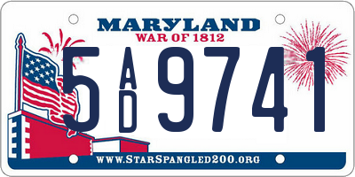 MD license plate 5AD9741