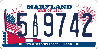 MD license plate 5AD9742