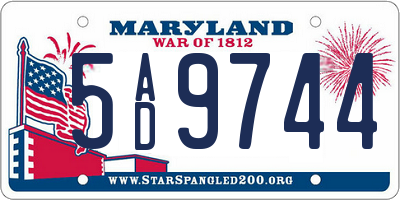 MD license plate 5AD9744