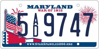 MD license plate 5AD9747