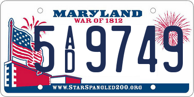 MD license plate 5AD9749