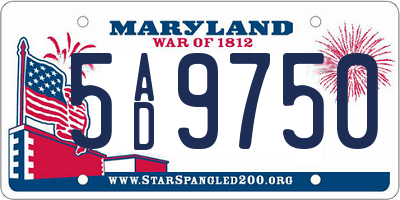 MD license plate 5AD9750
