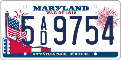 MD license plate 5AD9754