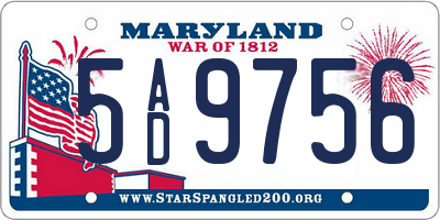 MD license plate 5AD9756