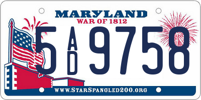 MD license plate 5AD9758