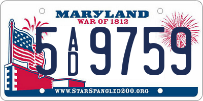 MD license plate 5AD9759