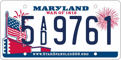 MD license plate 5AD9761