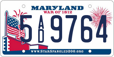 MD license plate 5AD9764