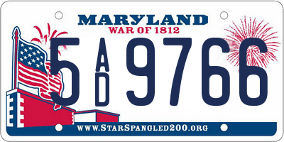 MD license plate 5AD9766