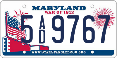 MD license plate 5AD9767
