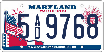 MD license plate 5AD9768