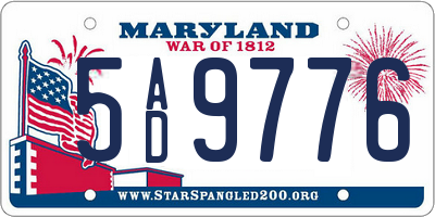MD license plate 5AD9776