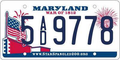MD license plate 5AD9778