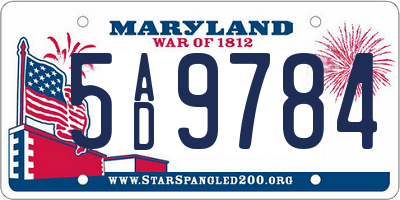 MD license plate 5AD9784