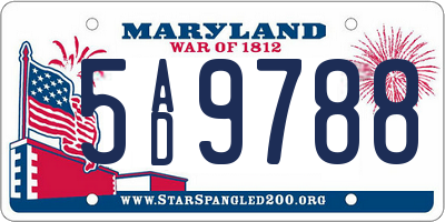 MD license plate 5AD9788