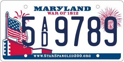 MD license plate 5AD9789
