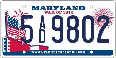 MD license plate 5AD9802