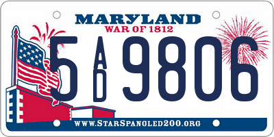 MD license plate 5AD9806