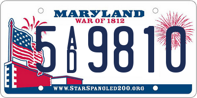 MD license plate 5AD9810