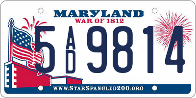 MD license plate 5AD9814