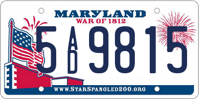 MD license plate 5AD9815