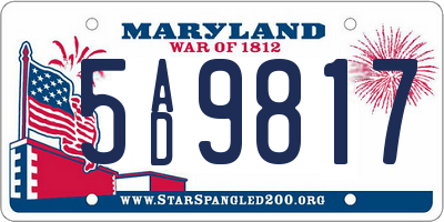 MD license plate 5AD9817