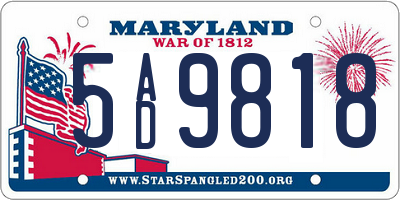 MD license plate 5AD9818