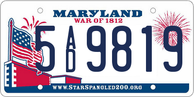 MD license plate 5AD9819
