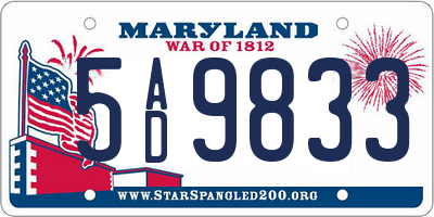 MD license plate 5AD9833