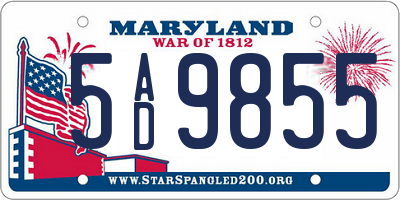 MD license plate 5AD9855