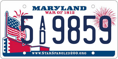MD license plate 5AD9859