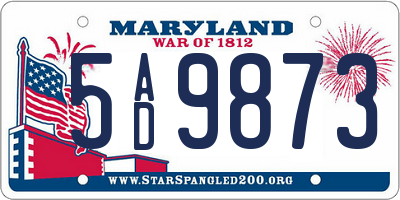 MD license plate 5AD9873