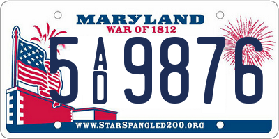 MD license plate 5AD9876