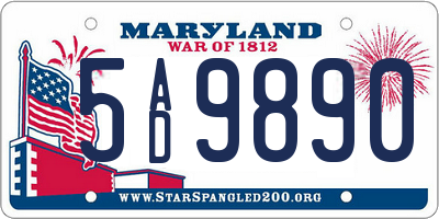 MD license plate 5AD9890