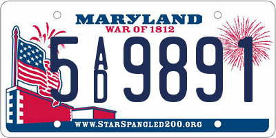 MD license plate 5AD9891