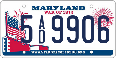 MD license plate 5AD9906