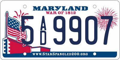 MD license plate 5AD9907