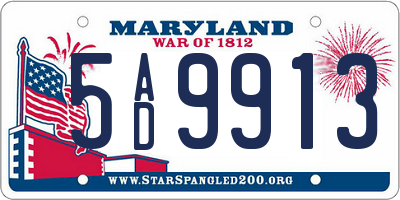 MD license plate 5AD9913