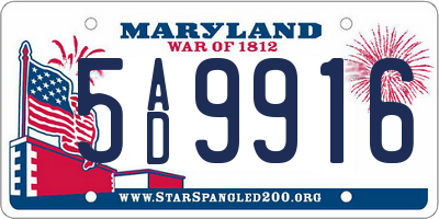 MD license plate 5AD9916