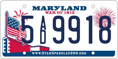 MD license plate 5AD9918