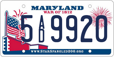MD license plate 5AD9920
