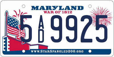 MD license plate 5AD9925