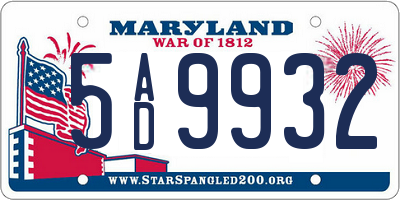 MD license plate 5AD9932