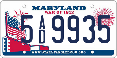 MD license plate 5AD9935