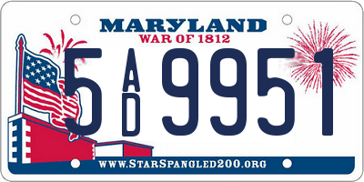 MD license plate 5AD9951
