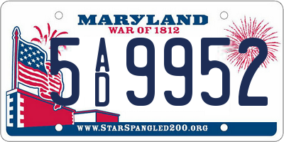 MD license plate 5AD9952